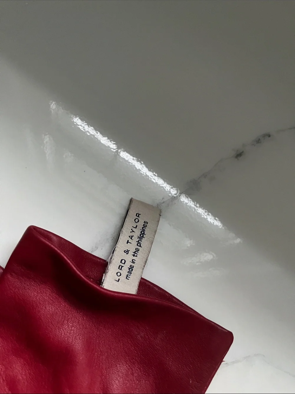 Lord & Taylor Red Leather Gloves